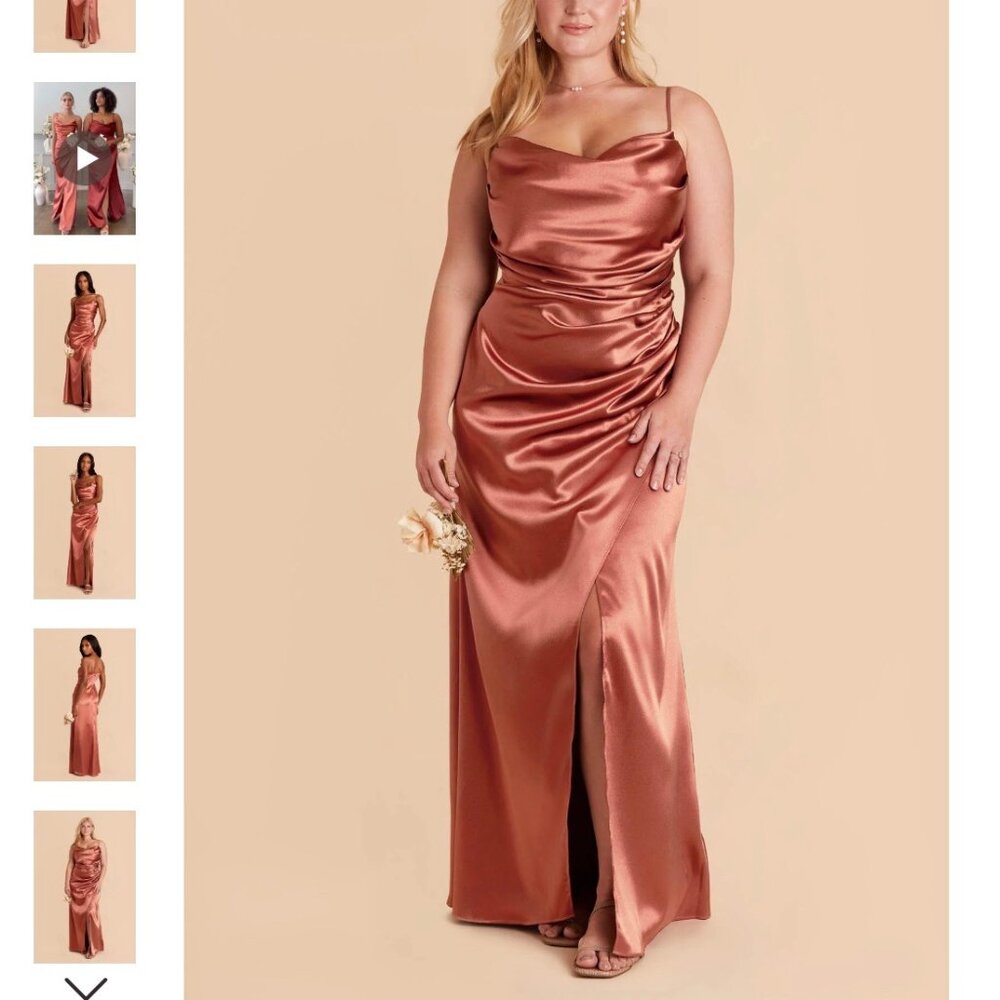 NWT Birdy Grey Lydia Dress Shiny Satin Terracotta Orange Size XL Bridesmaid